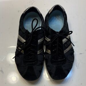 Coach Black Sneakers with Silver Stripes